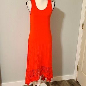 Cupio crochet detail red dress